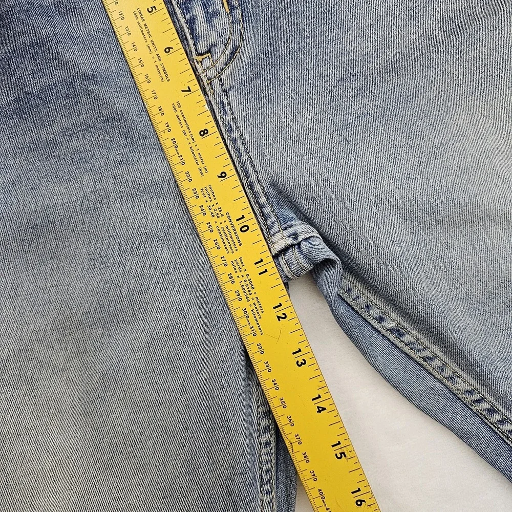 Anthropologie Pilcro Slim Straight‎ Jeans Womens 34W 28L Raw Hem Lace Up Denim
